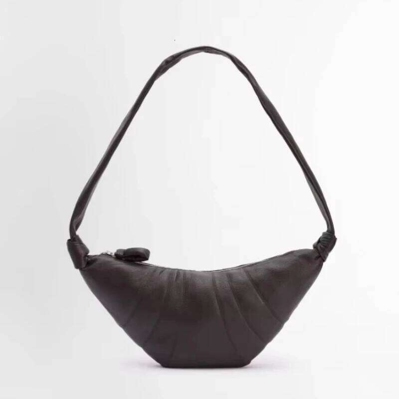 LE Grain Top Layer Cowhide Croissant Women's Single Shoulder Retro Dumpling Brand Niche Messenger Bag