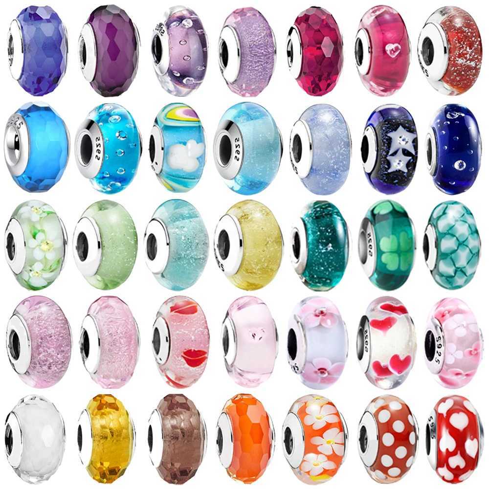 Original Murano Glass 925 Sterling Silver Butterfly Flower Cosmic Rainbow Charm Beads for Bracelet DIY Gift Women Jewelry XJ250607