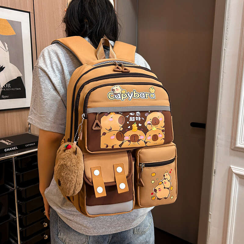 Kapibala Print Boys Girls Colorful Backpack Casual Trendy Cute Women Student Bag