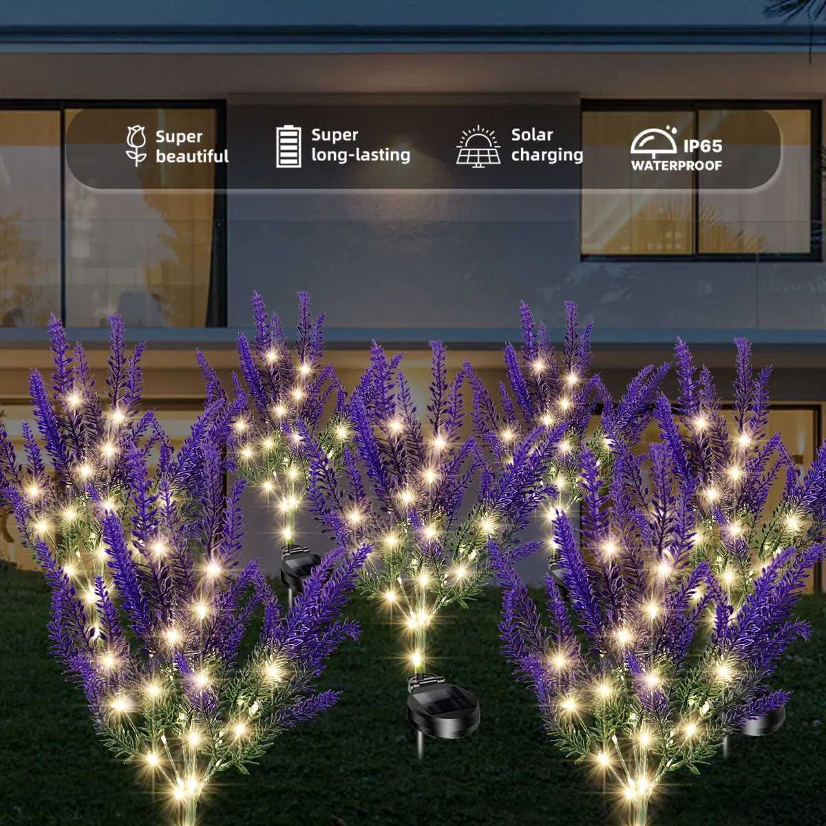 Lavender solar simulation flower garden light outdoor IP65 waterproof LED decoration for courtyard lawn light XJ250606