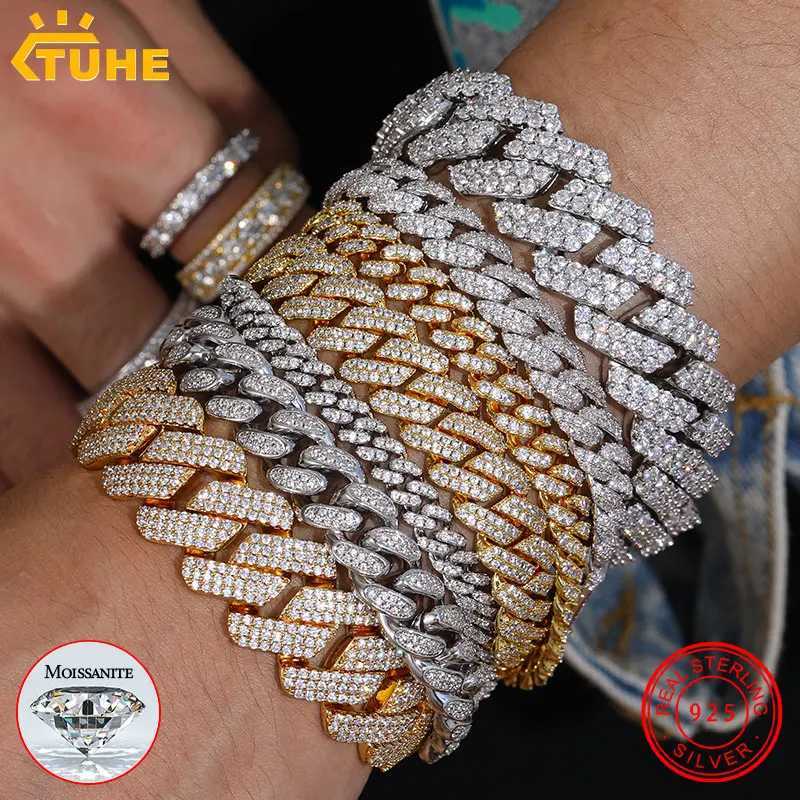 Fine Jewelry VVS1 D Color Moissanite Cuban Chain Bracelet For Men Luxury S925 Silver Bracelet For Men Hip Hop Jewelry W250606