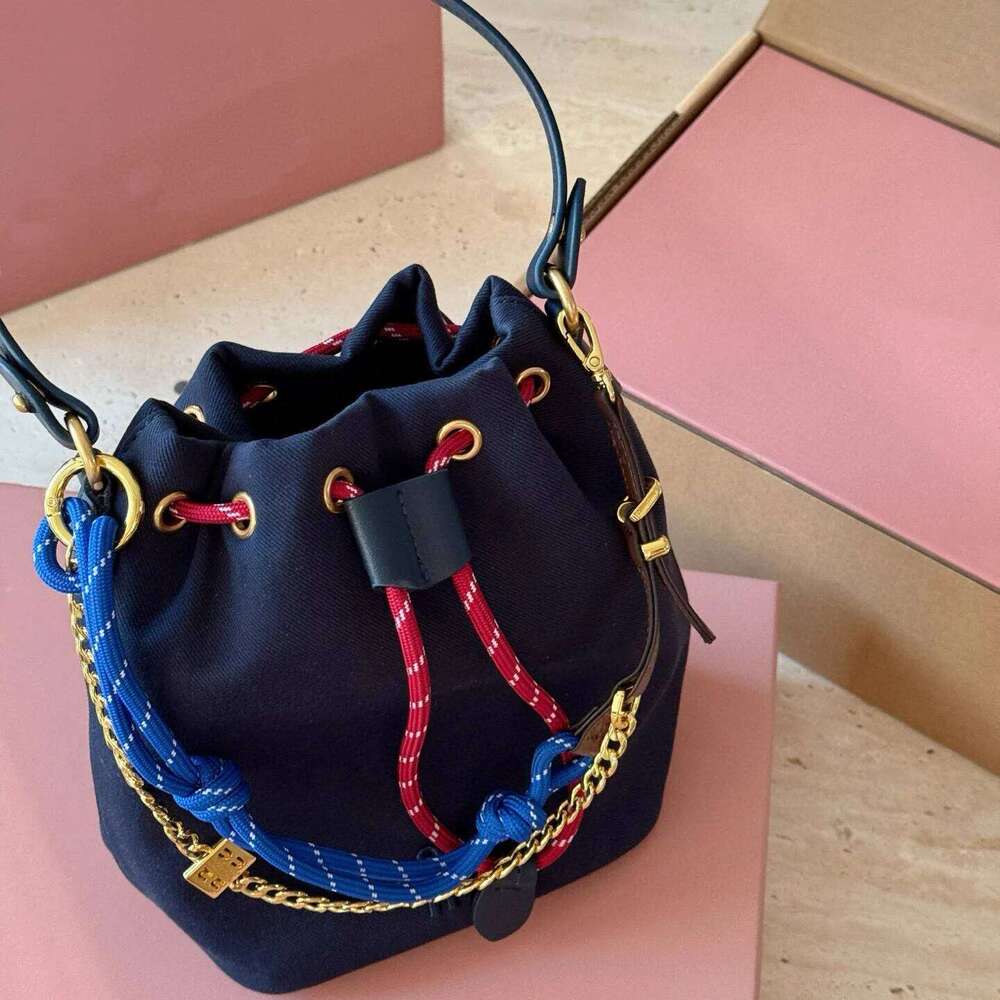 new summer lazy style high-end niche design bucket canvas bag, hand-held single shoulder diagonal cross bag