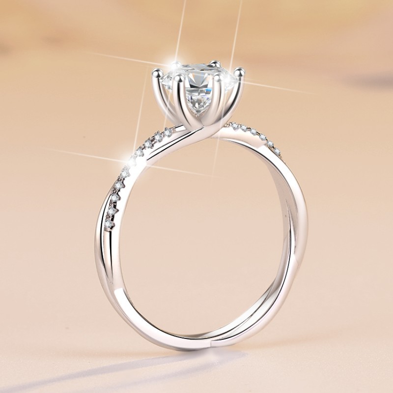 Moissanite Women's Ring with PT950 Plating, Vintage Vine Design, 925 Sterling Silver Wedding Ring, Elegant Engagement Jewelry, Cross-Border Whole