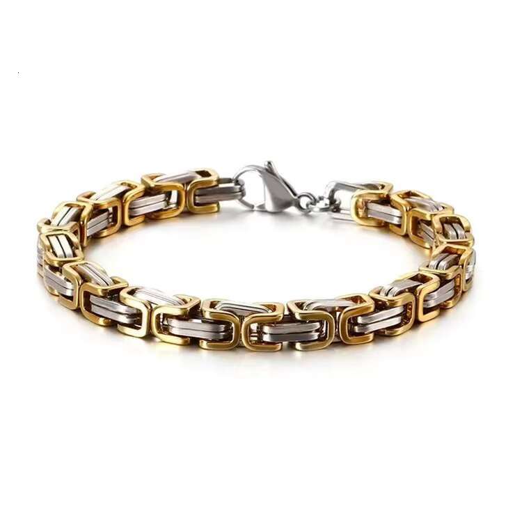 Popular Mens Hiphop Fashion Cuban Chain High Grade Link Design Gold and Silver Plate Bracelet
