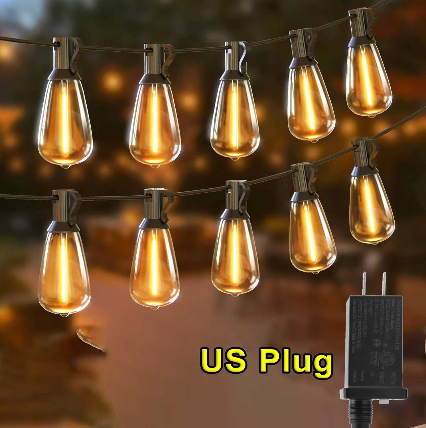 1/2/3pcs 28FT ST38 String Lights Outdoor US Plug 10+1 LED Patio Lights Fairy Garden Lamp For Home Xmas New Year Party HalloweenXJ250606