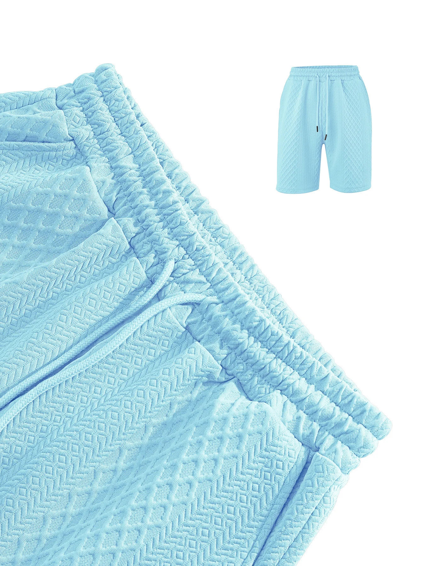 2025 Summer Mens Casual Sportswear Polo Shirt With A Lapel Mens Short-sleeved Shirt And Shorts Jacquard Texture Suit 250605