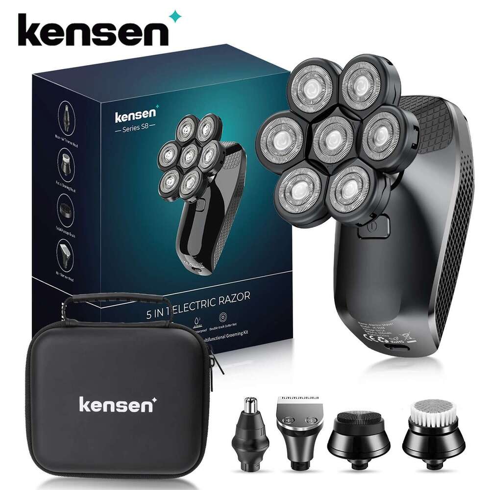 Kensen S8 Electric Shavers For Men 7D Floating Cutter Rechargeable Ipx6 Waterproof Beard Trimmer Bald Head Shaving Hine