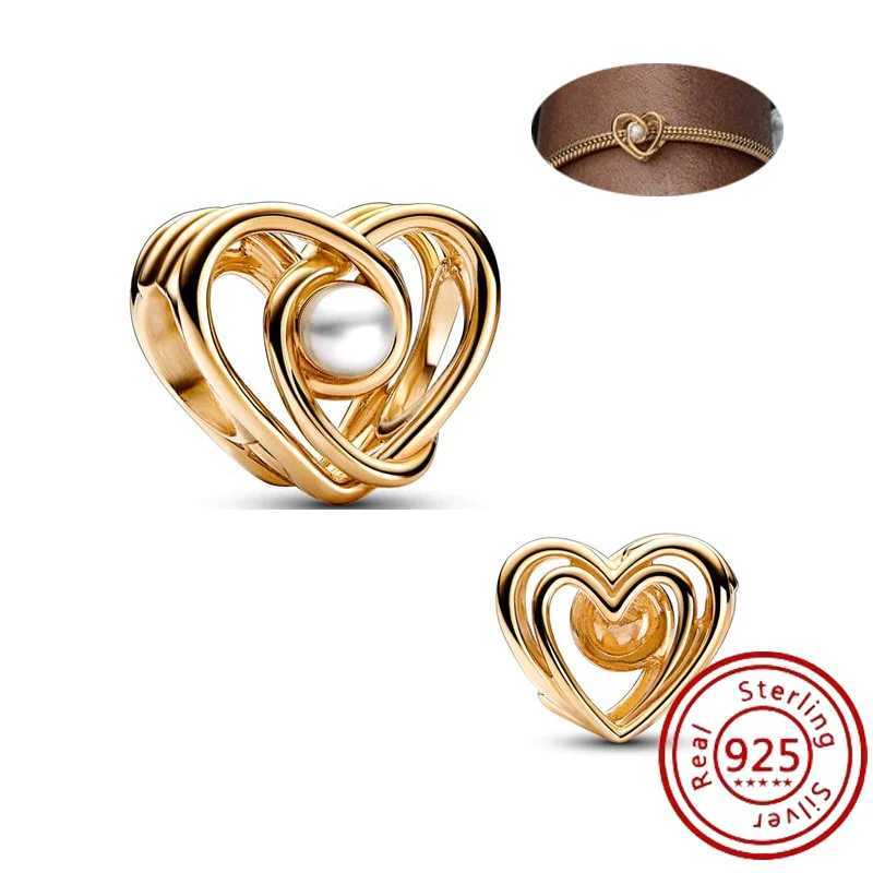 Plated Gold Fit Original Pantaro 925 Silver Sparkling Heart Monstera Luck Tree Firefly Charm Dangle Bracelet Jewelry GiftXJ250607