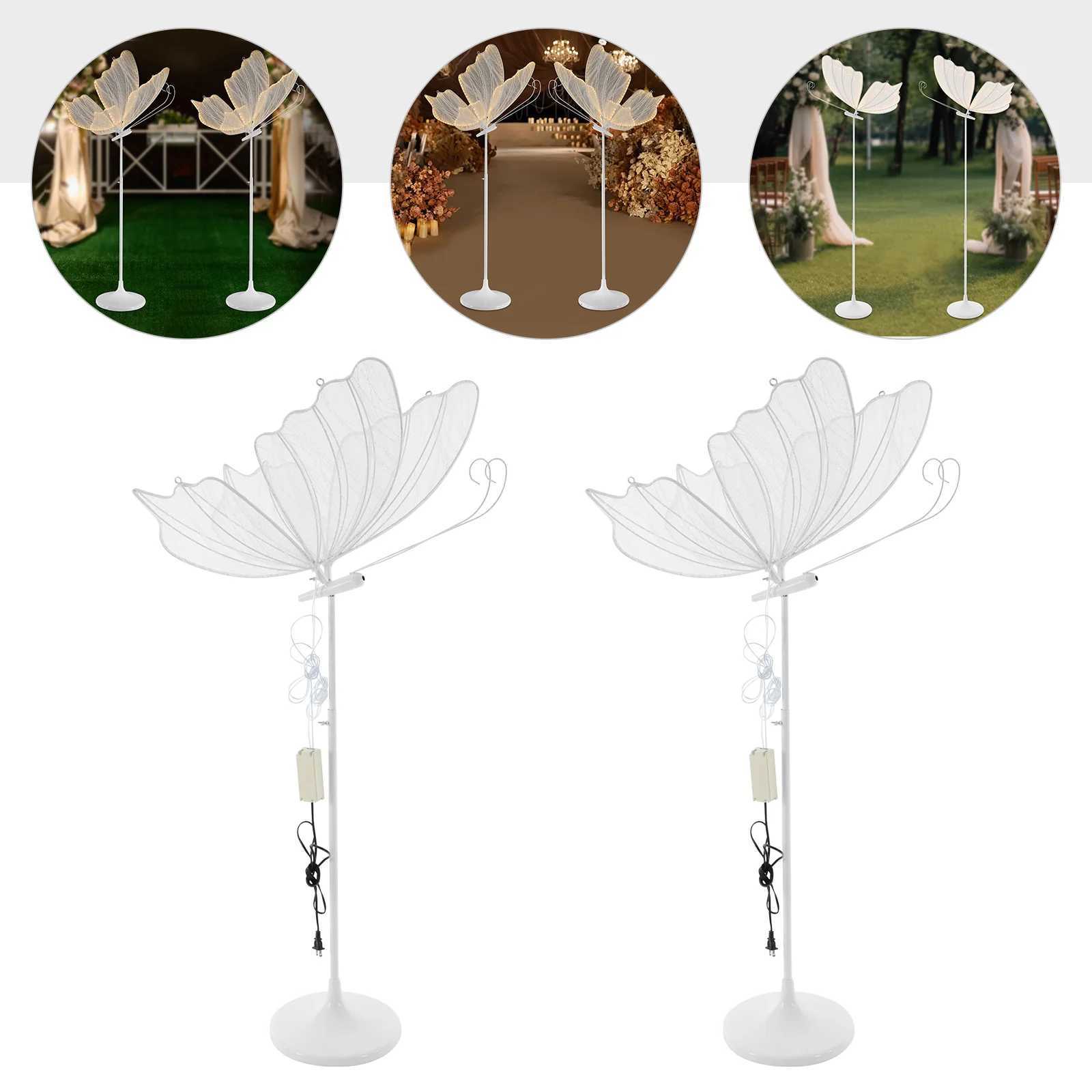 2PCS Wedding Butterfly Floor Lamp LED Butterfly Wings Decor Wedding Creative Butterfly Hanging Decoration Props W250607