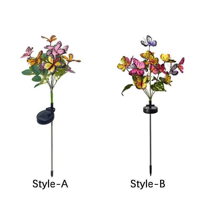 Outdoor Solar Lamp LED Butterfly Sunflower Garden Summer Camping Yard Landscape Ground Lights Wedding Home Party Holiday Decor W250607