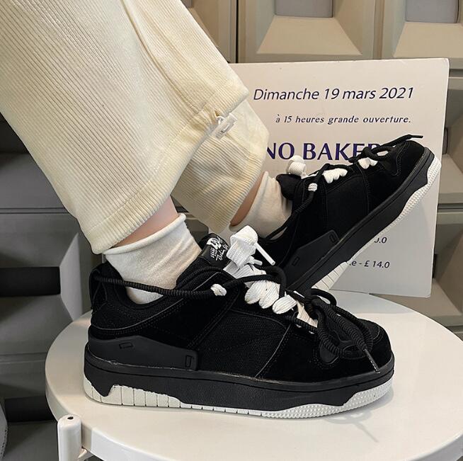 Black men's Designer shoes trendy casual spring student thick soled trendy brand board shoes men's popular casual sports shoes men's tr