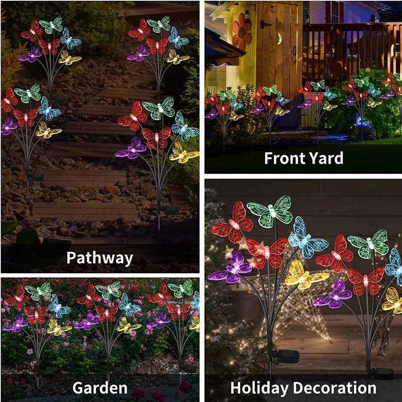 Solar Butterfly Light LED Bahe I 2 Modlu D Mekan Su Geirmez Peyzaj I Bahe im Dekorasyonu XJ250606