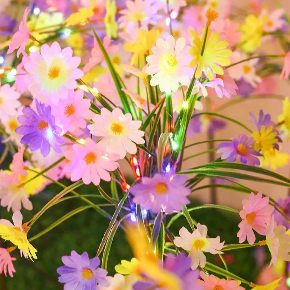 1PC 7Head Solar Powered Small Wild Chrysanthemum Ground Plug-in Lamp Used for Courtyard Garden Lawn Outdoor Camping Decoration W250607