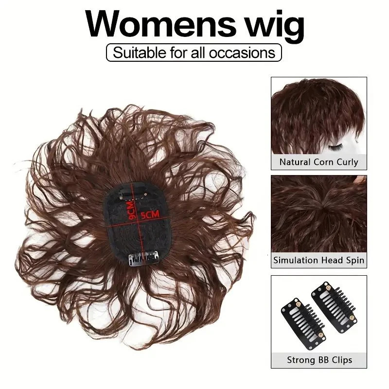 3D Bangs Invisible Seamless Head Hair Water Ripple Hair Wispy Bangs Head Overhead Natural Invisible Replacement Cover Gray Hair 250529