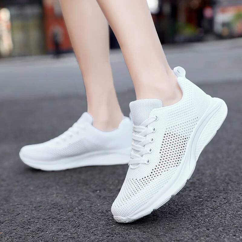 ddmyoutdoor Women Sneakers Summer Hollow Breathable Sports Thick Sole Wear Resistant Lace Up Training Hot Selling Casual Running Shoes Outdoor Outdoor