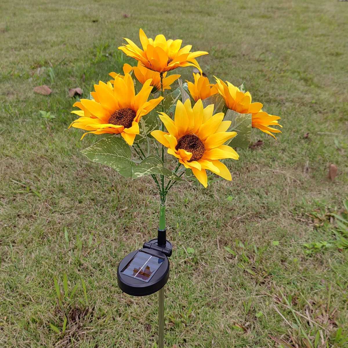 7 Heads LED Solar Simulation Sunflower Light Garden Yard Lawn Night Lights Landscape Lamp Home Christmas Decoration Flower Light XJ250606