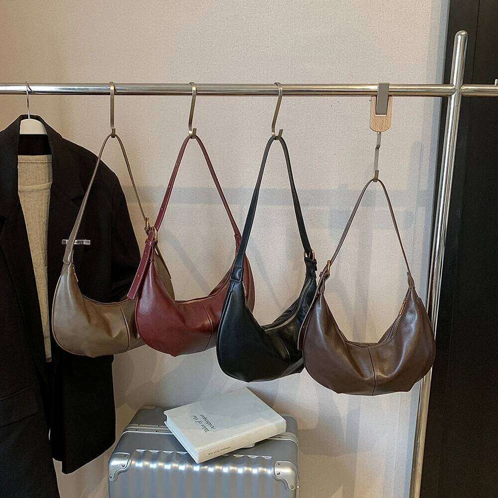 Retro Hobo PU Leather Crossbody with Adjustable Strap Crescent Large Tote Bag for Women Work Shopping Travel