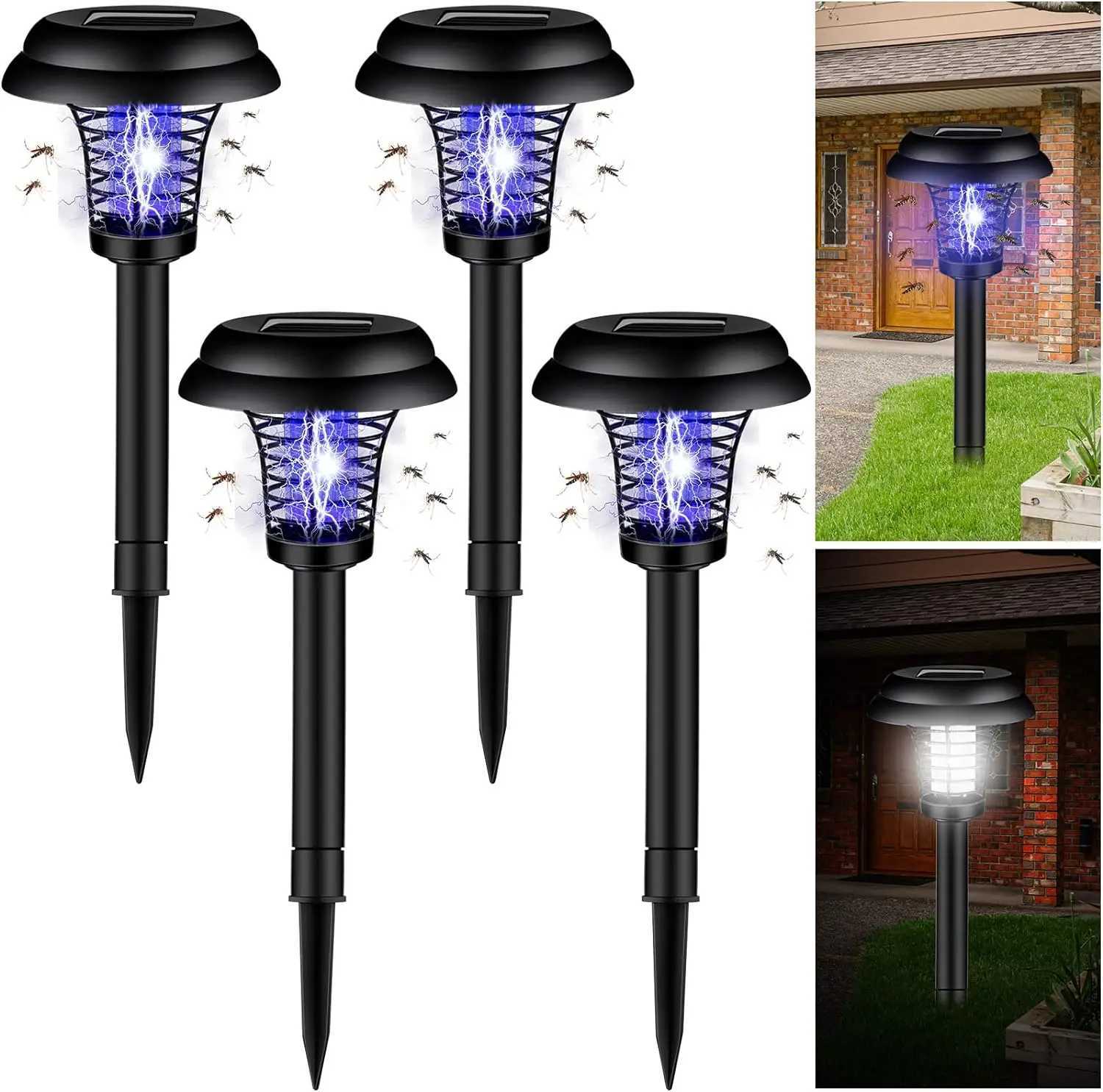 Solar Mosquito Killer With 2 Light Modes Outdoor Waterproof LED Light Bug Zapper Mosquito Trap Lamps For Garden Lawn Camping XJ250606