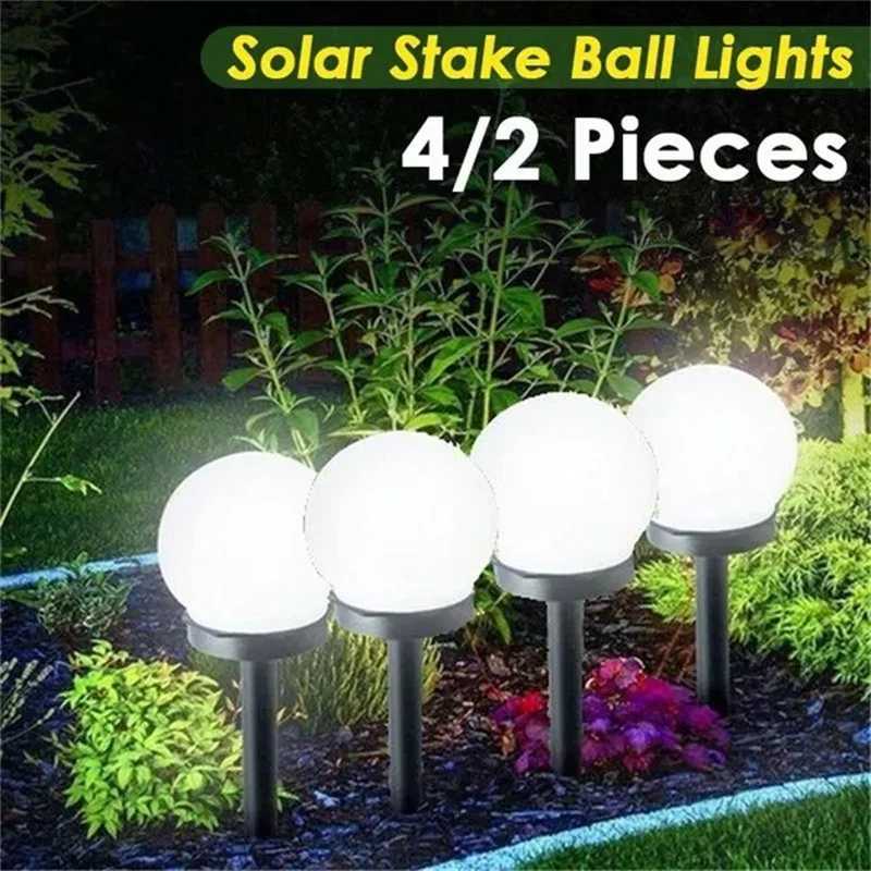 4/2pcs Solar Powered LED Bulb Lamp Energy Light Waterproof Outdoor Garden Light Street Solar Panel Ball Lights Lawn Yard Lamp W250607
