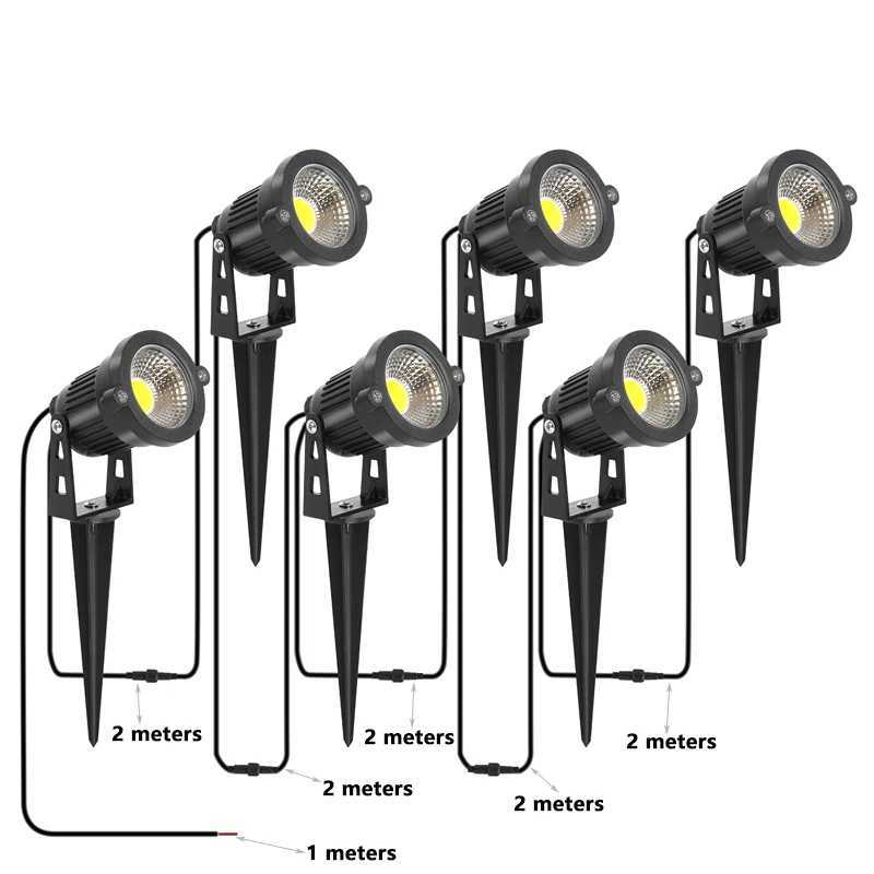 2 Meters Removable LED Garden Lights Waterproof Lawn Lamp 220V 12V 5W Landscape Spike Bulb IP65 LED Light Garden Path Spotlights W250607