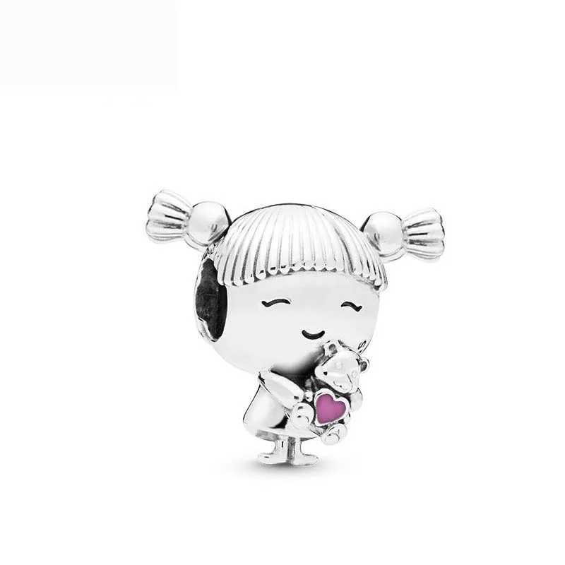 925 Silver Plated Charms Family Heart Boy CZ Little Girl Beads Fit Original Bracelet DIY Jewelry For Women 2023 XJ250607