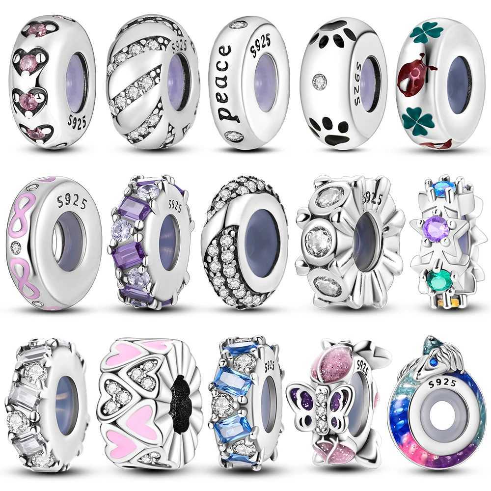 925 Sterling Silver Charms Spacer Stopper Clip Beads Fit Original Bangle Bracelet Dangle DIY Gift For Women XJ250607