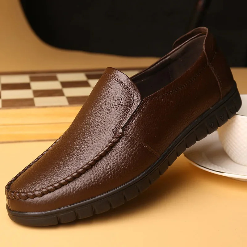 Men Shoes Top Layer Cowhide Men Simple Versatile Breathable Casual Leather Shoes Driving Shoes 250605