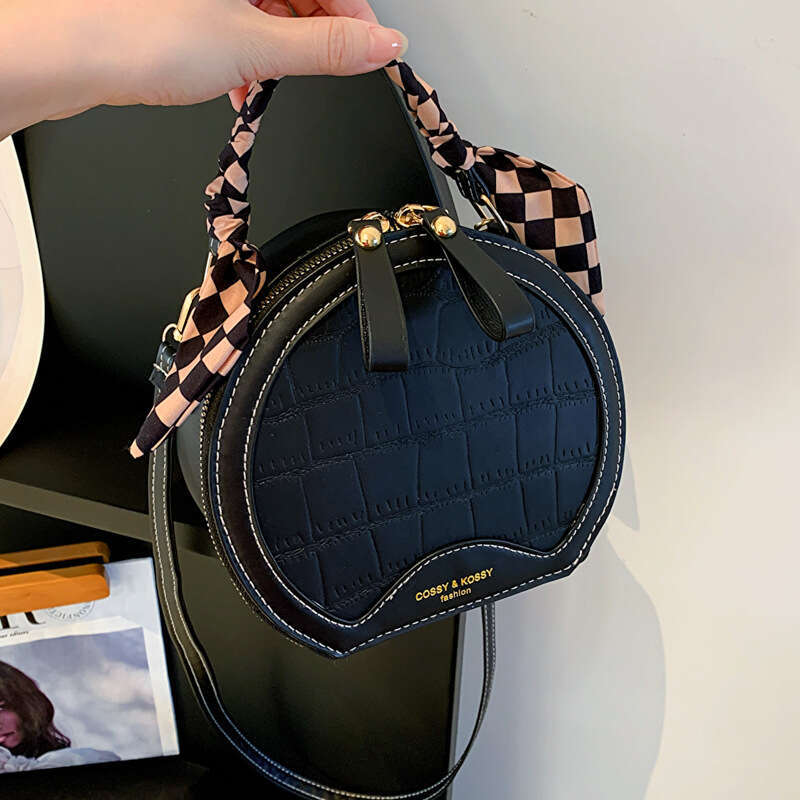 Stone Pattern 2023 New Fashionable Textured Stylish Handbag for Women Unique Shoulder Crossbody Small Round Bag