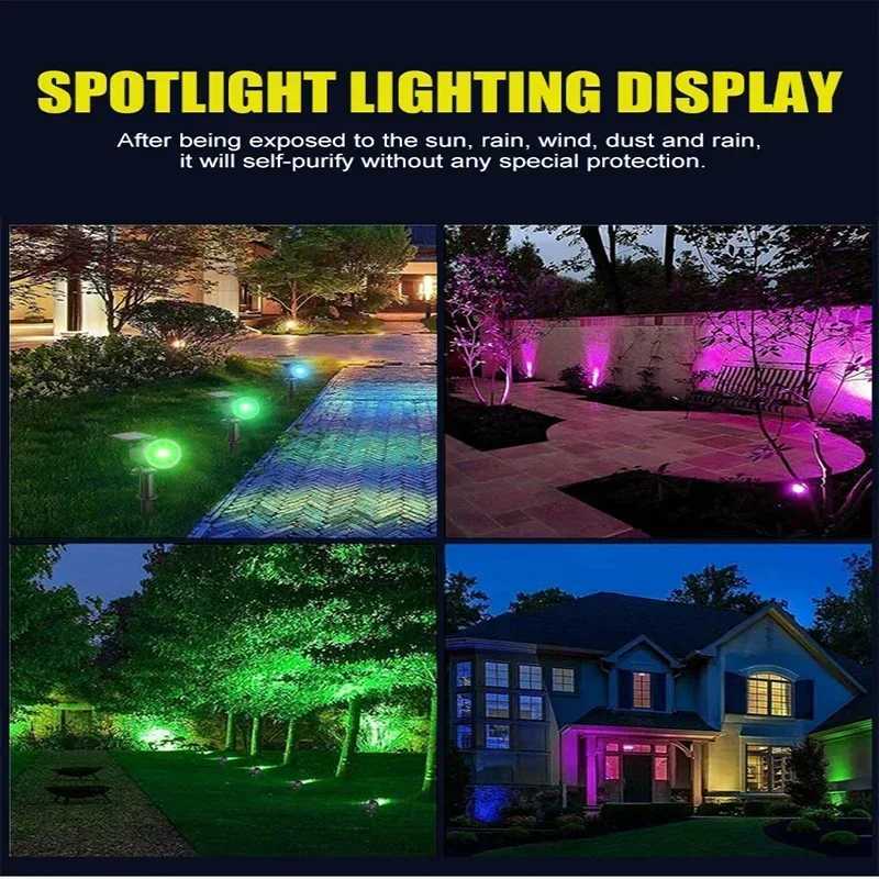 1~4Pack Solar Light Outdoor Adjustable 9LED Spotlight In-Ground Waterproof Solar Powered Lawn Lamp for Landscape Decoration XJ250606