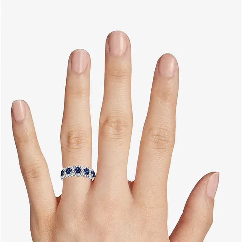 925 Sterling Silver Elegant Female Rings Blue/White CZ Stone Finger Ring for Women Sparkling Band Fashion Jewelry Gift XJ250606