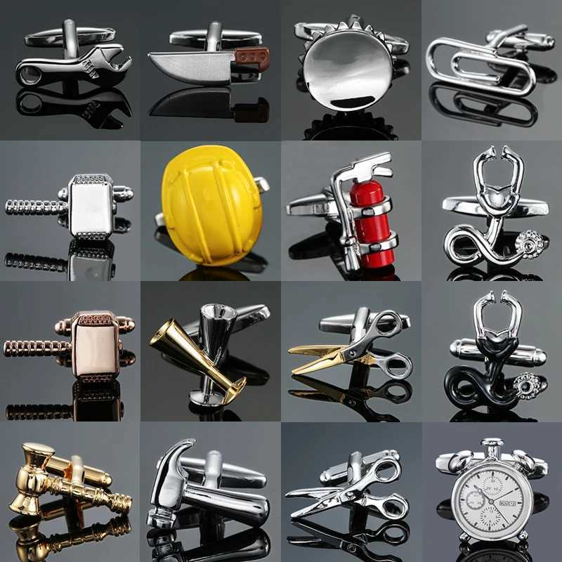 New luxury jewelry brand Cufflinks of high-grade Safety hat fire extinguisher Judge hammer alarm clock mens shirts Cufflinks W250606