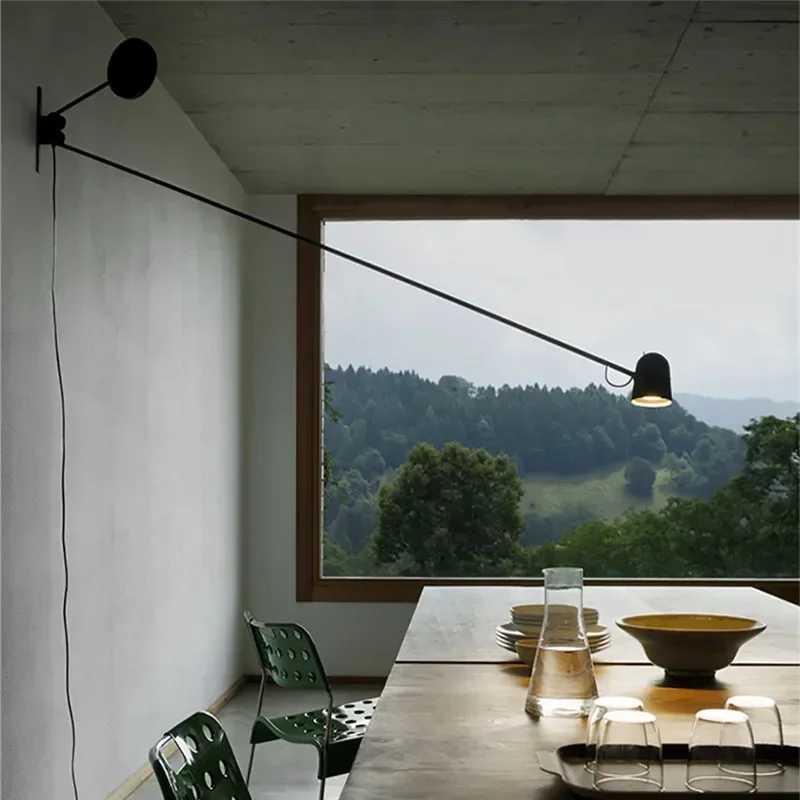 Long Pole Swing Arm Wall Lamp Adjustable Sconce Light for Reading Living Room Bedroom Living Room Home Decor Lights X250607