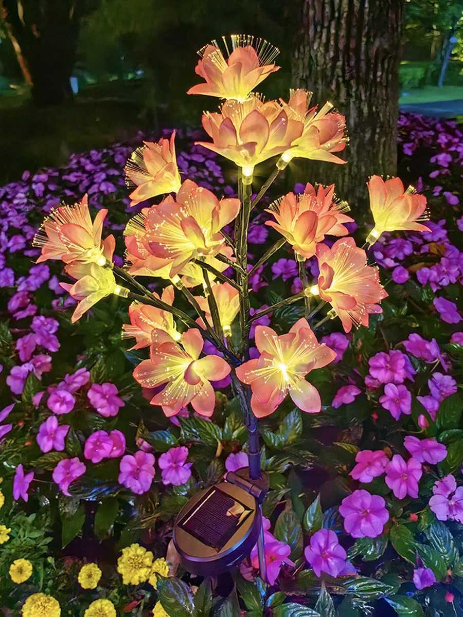 Peach Blossom Lawn Lamp Decoration Flower Lantern For Courtyard Yard Patio Garden Holiday Party Lighting Solar LED LightsXJ250606