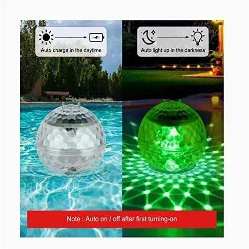 Solar Lamps Floating Pool Lights Outdoor Lighting Built-in 600mAh Battery Energy-saving 7 Colors Changing Rotating Garden Light W250607