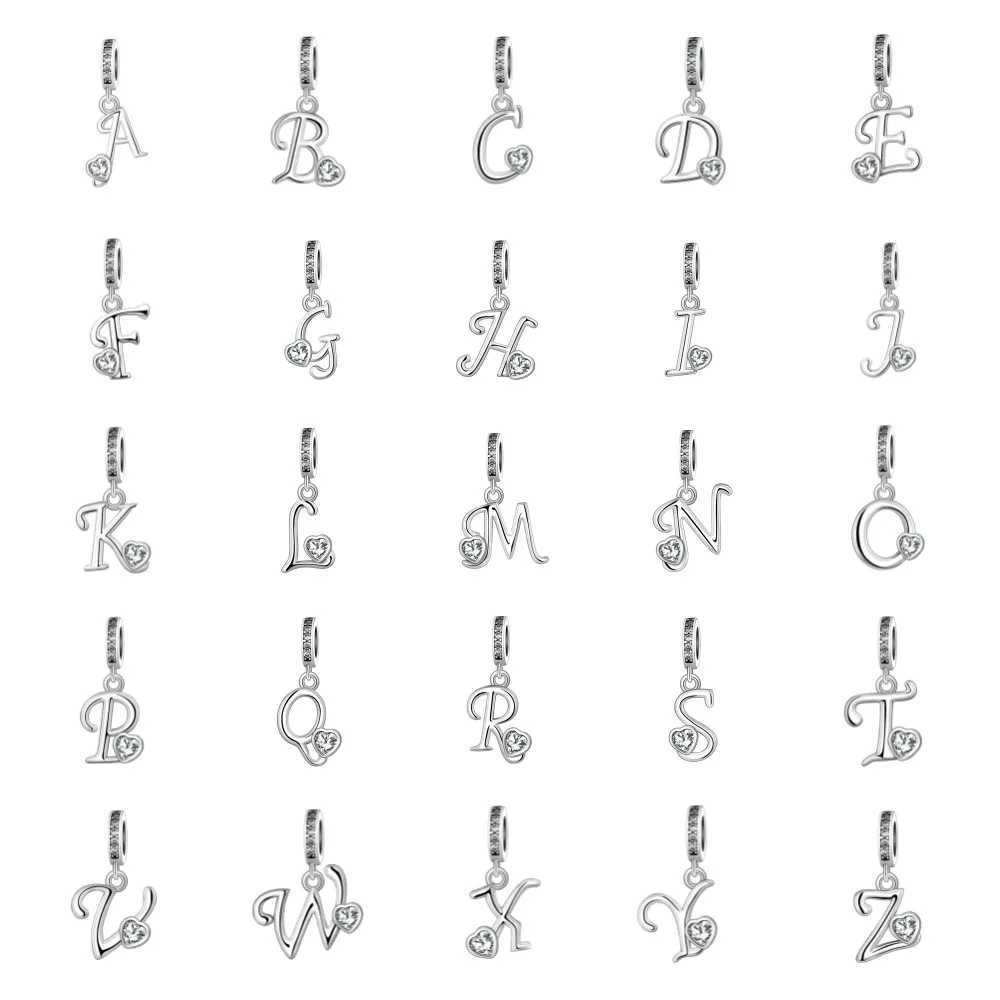 2024 New A-Z Letter Pendant With Heart Charm For Original European 925 Sterling Silver Plated Bracelet Necklace For Women Jewelry XJ250607