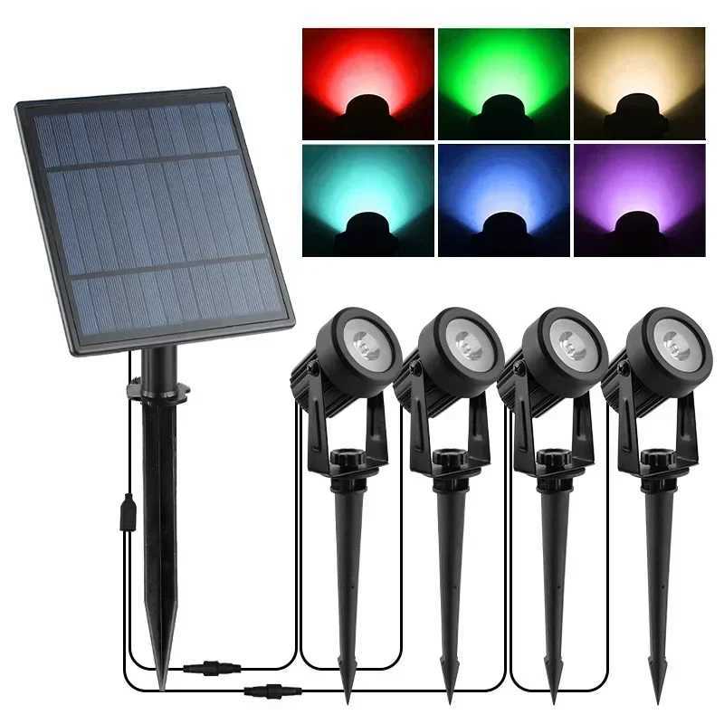 Newest 3000K/6000K/RGB Solar LED Light Outdoor Solar Spotlight Solar Garden Light Outdoor IP65 Waterproof Lawn Lamp Wall Light XJ250606