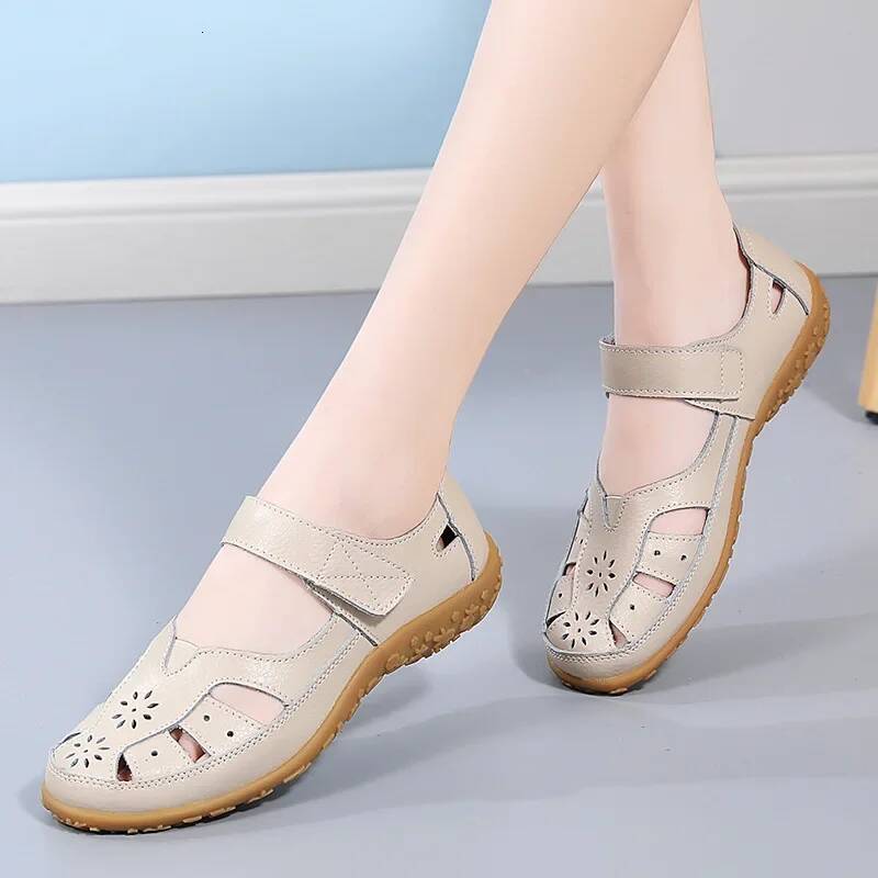 ddmyoutdoor Women Genuine Leather Fashion Soft Hollow Designer Slip On Ballet Flats Oxford Shoes Woman Plus Size Outdoor Outdoor Shoes