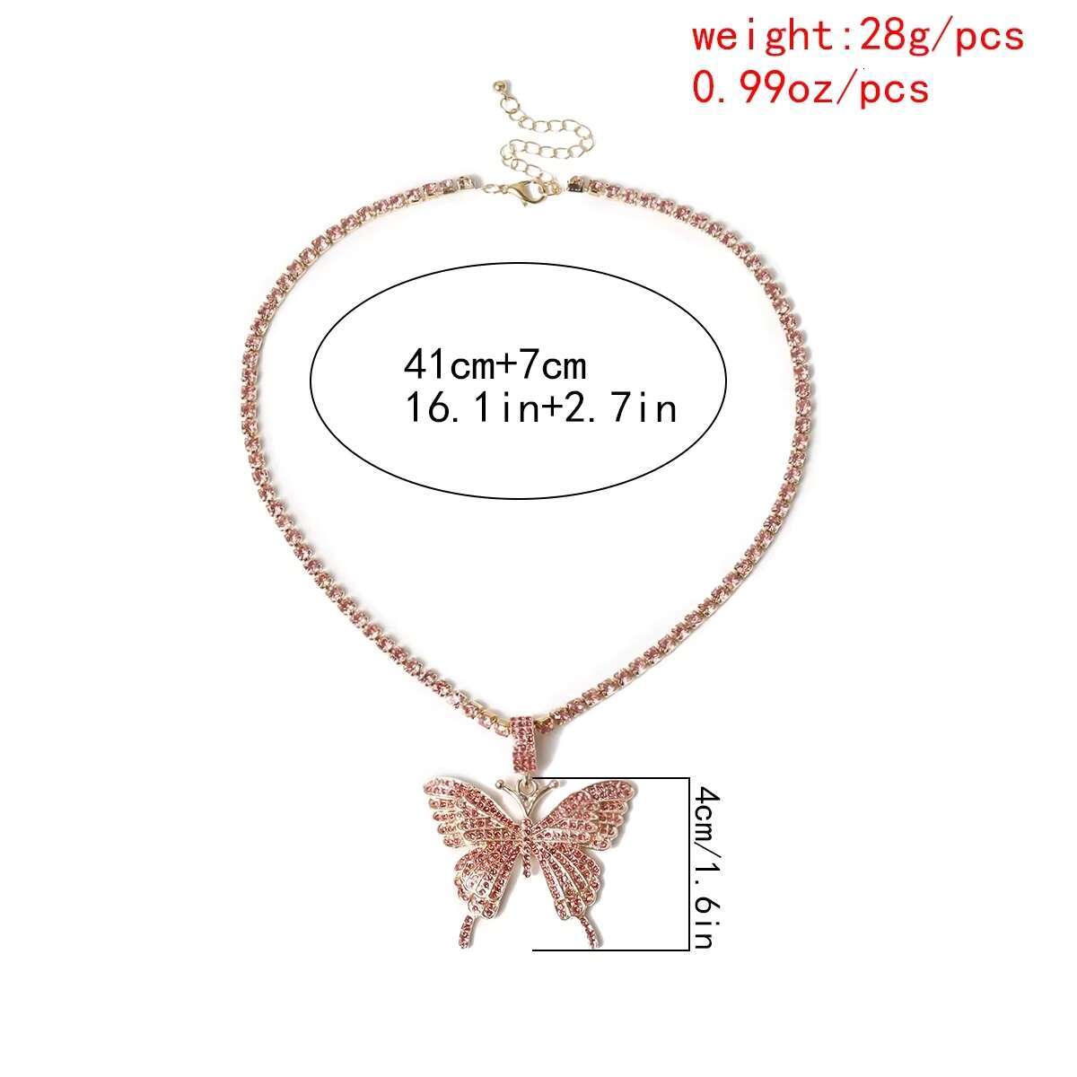 Shining Diamond Butterfly Pendant Necklace; Ladies Ice Type Jewelry; Moissanite Tennis Necklace; Butterfly Necklace.