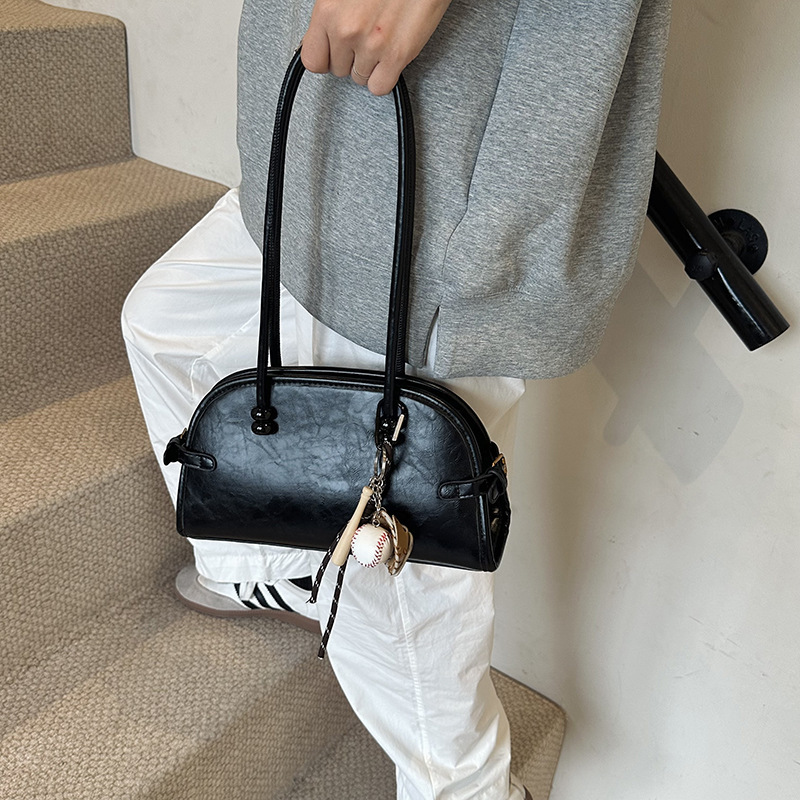 designer High-End Boston Bowling Bag 2025 New Niche Design Underarm Handbag Retro Single Shoulder Underarm Bag