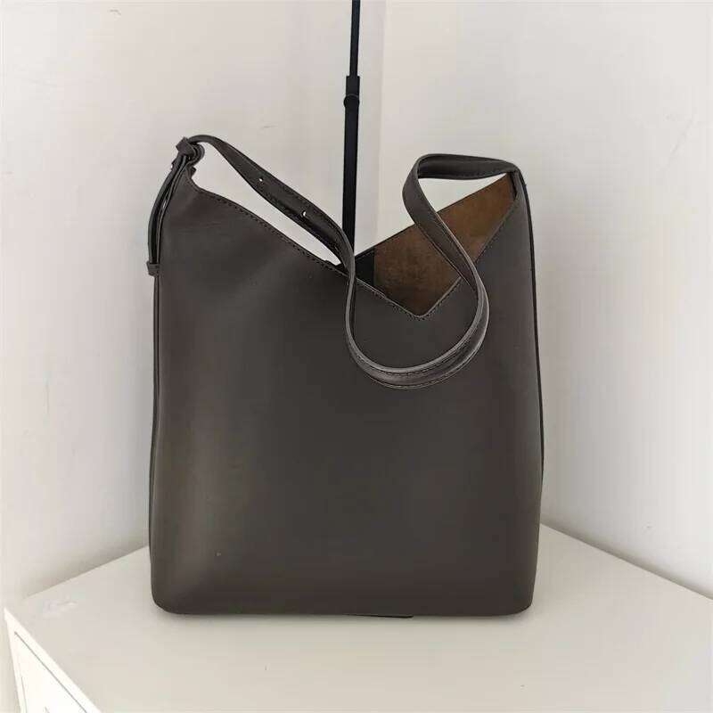 Meet You Solid Color Pu Leather Bucket For Women 2025 Large Capacity Shoulder Side Vintage Female Daily Commuter Bag