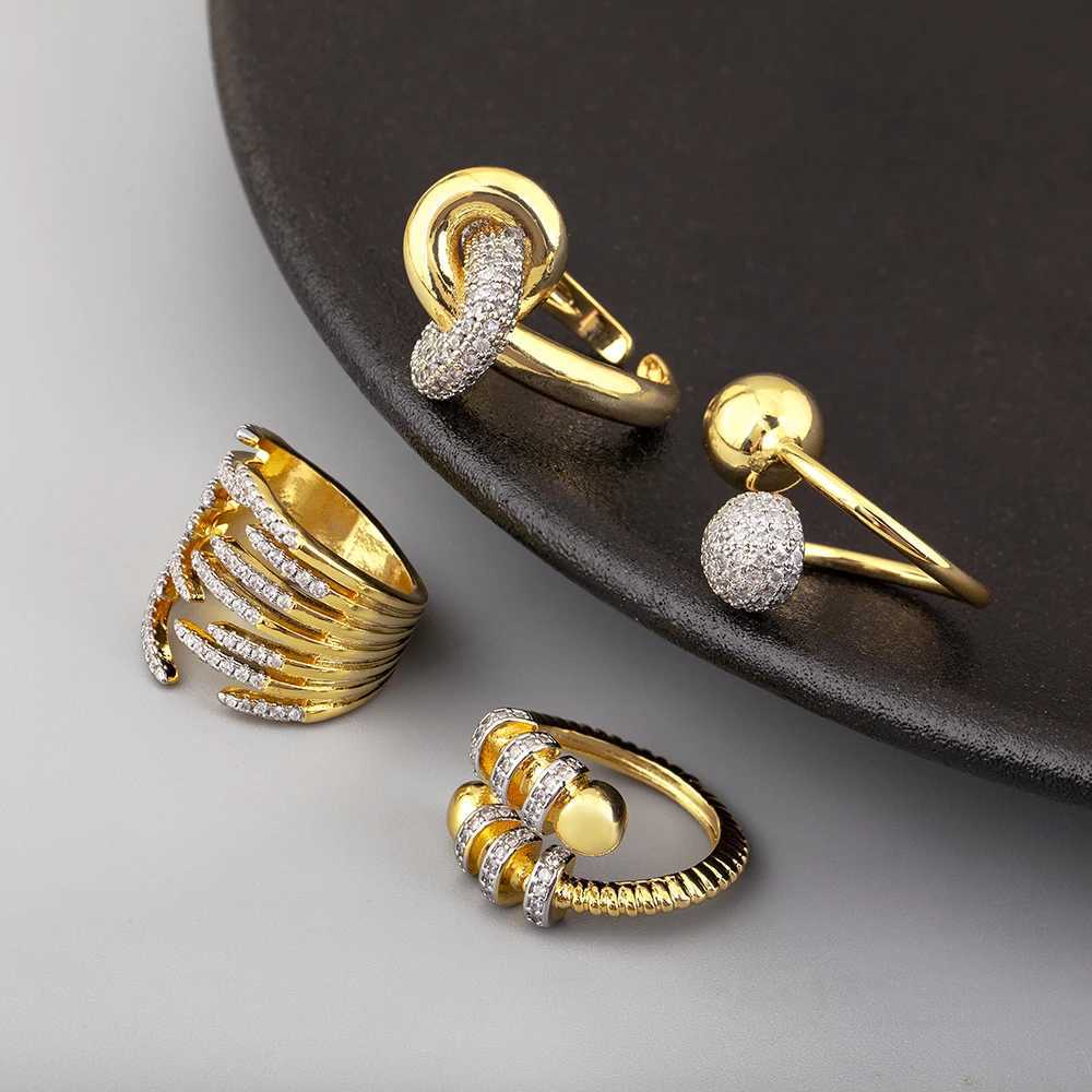 Nidin High Quality Creative Shiny Zircon Charm Open Rings Adjustable 4 Styles For Women Men Hip-Hop Style Finger Jewelry Gifts W250606