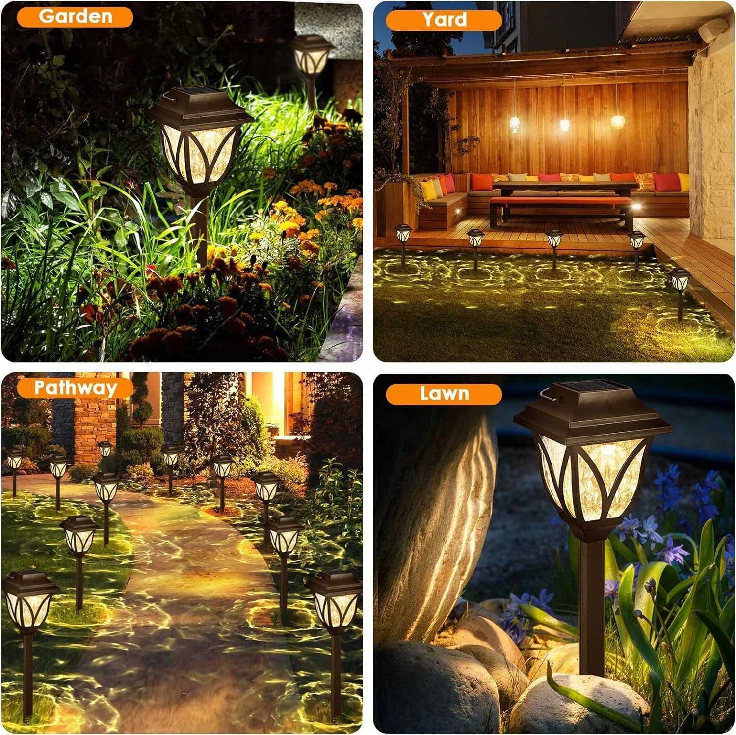2Pcs LED Solar Lawn Lights Outdoor Waterproof Powered Lamp Garden Decoration Light for Walkway Path Villa Yard Solar Lamps XJ250606