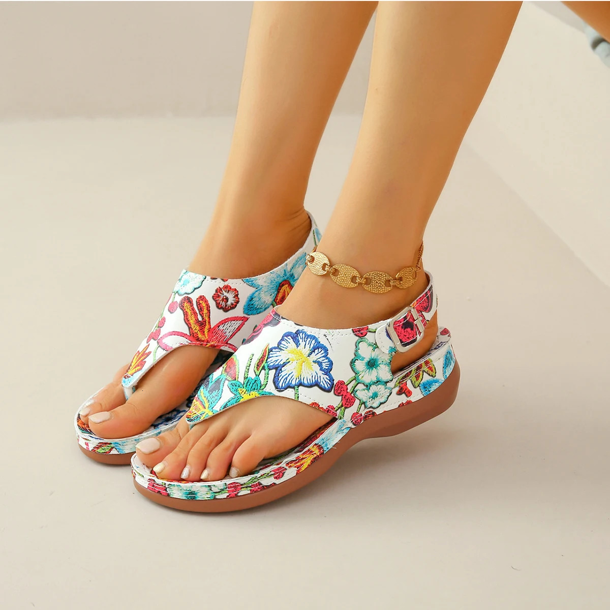Women Sandals Orthopedic Wedge Heels Sandals Summer Fashion Buckle Shoes for Women Beach Flip Flops Zapatos De Mujer 250605