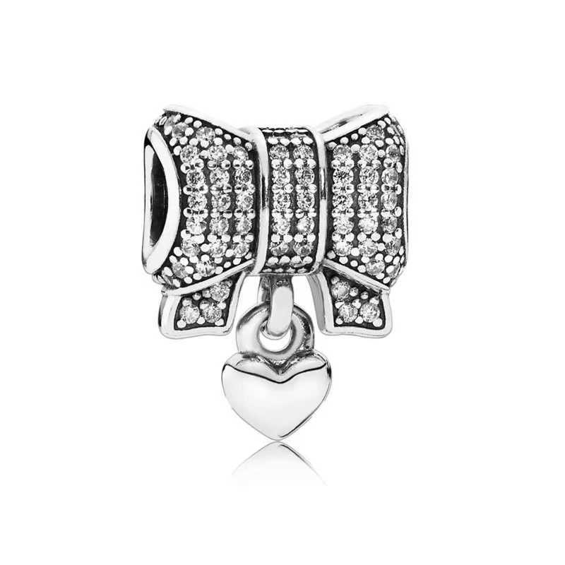 Sparkling Snowflake Heart Rose in Bloom Bow Charm Bead Fit Original European 925 Silver Bracelet Accessories DIY Women Jewelry XJ250607