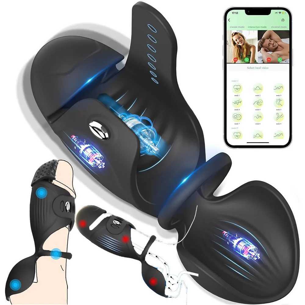 4 in 1 Adjustable Male Masturbator Penis Vibrator Trainer for Men Adult Sex Toys Stroker with Cock Ring Testicle Masturbators XJ250607
