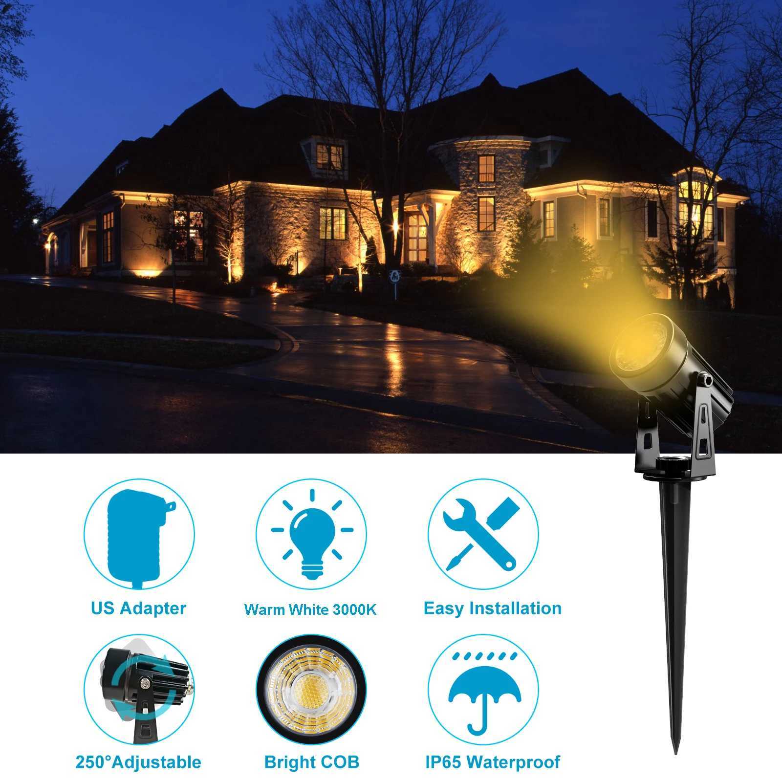 US Plug COB Sper Parlak Scak Beyaz Spot I Led Bahe I im Lambas Dk Gerilim Peyzaj Aydnlatma IP65 Su Geirmez XJ250606