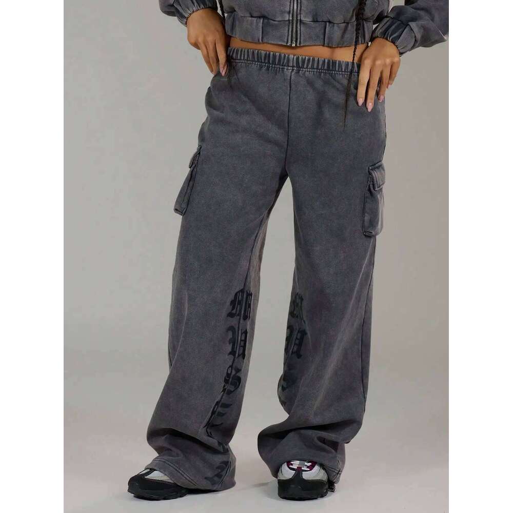 Autumn Winter New Embroidery Men and Women With the Same Style to Do Old Waste Wind Handsome Sports Sweatpants