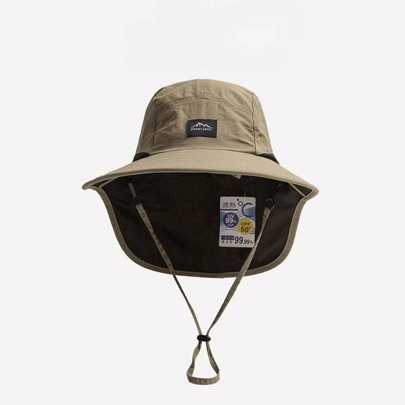 Unisex Summer Wide Brim Waterproof and Quick-drying Panama Caps Outdoor Visor Bucket Hats Mesh Breathable Sun Hat with Neck Flap 250605