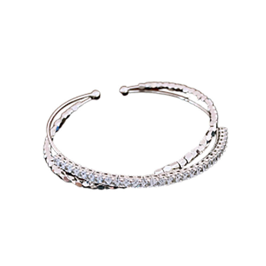 designer bracelet Zircon Crushed Sier Cross Open Light High-end Sense Bracelet Simple Personality Versatile Fashion Jewelry for Women with gift box