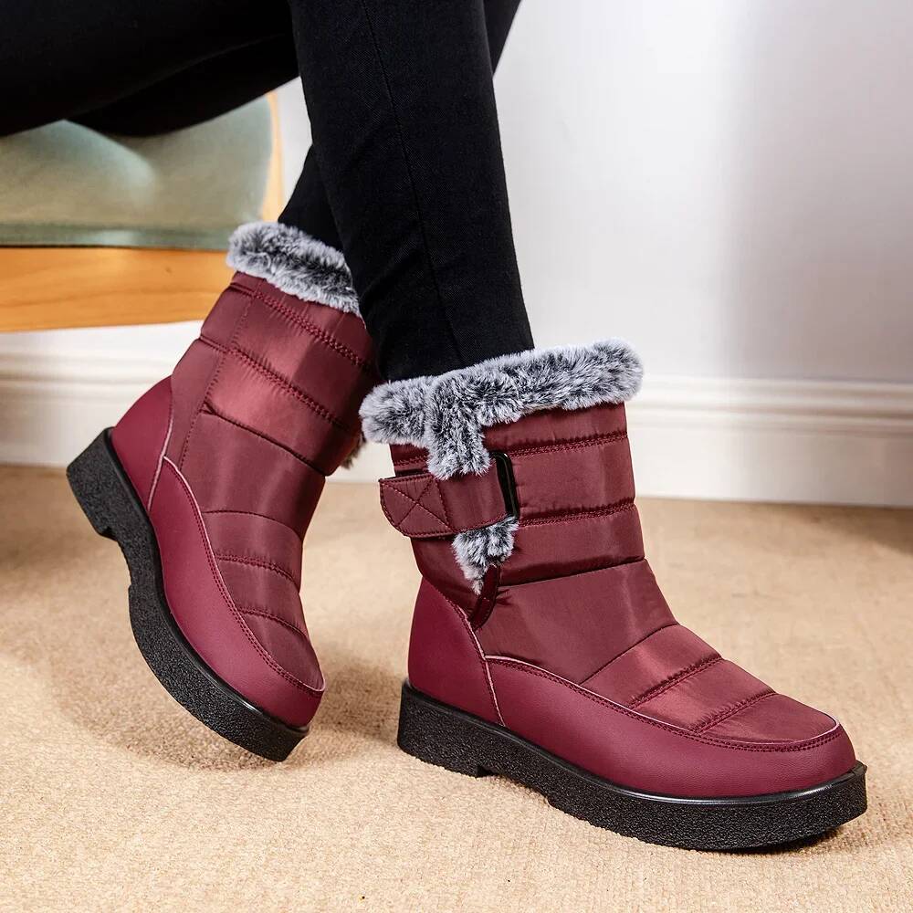 Ddmyoutdoor Women Winter Trendy Platform Snow Boots Outdoor Anti Slip Thick Soled High Quality Work Casual Cold Resistant Cotton Shoes Outdoor Shoes
